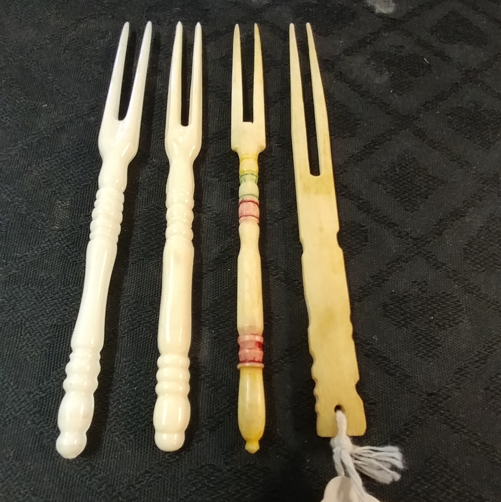 Vintage Bakelite & Bone Pickle/Olive Forks